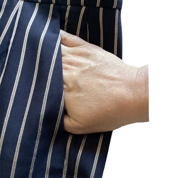 BASLER Vintage Navy Pinstripe Wide Leg Pant Size 40 - Picture 5 of 6